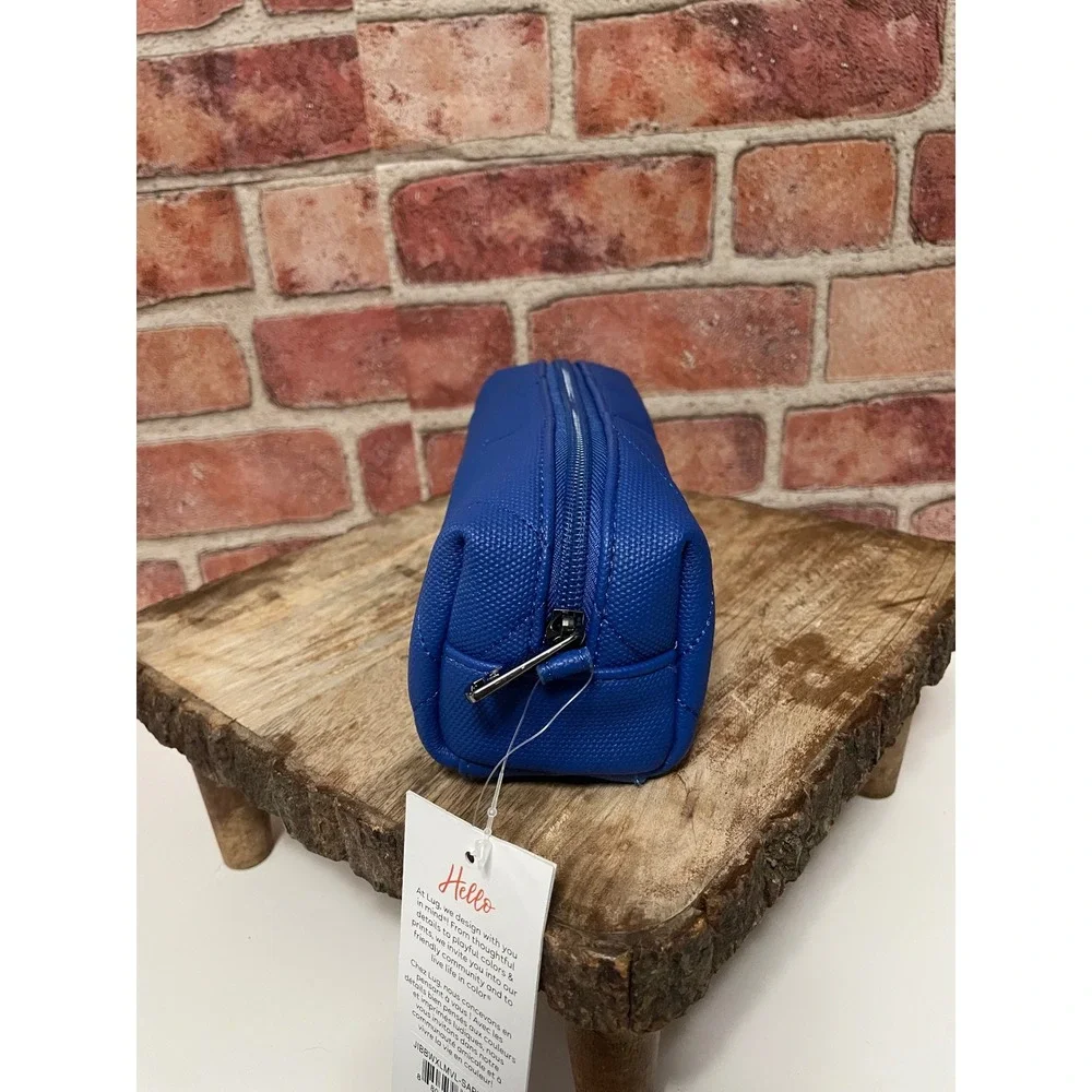 Lug Jib XL Quilted Cosmetic Pouch Sapphire Blue Travel Makeup Bag New